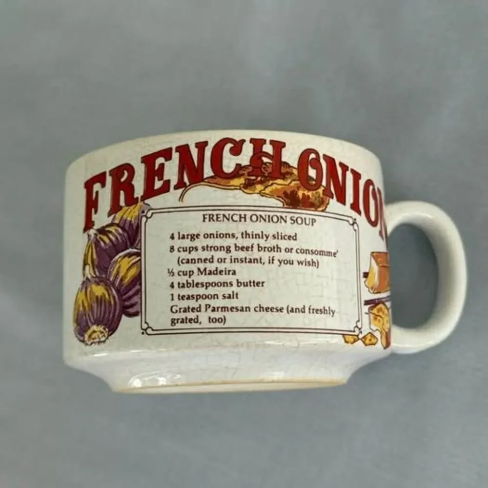 Vintage Recipe Soup Mugs - Set of 2 Split Pea French Onion